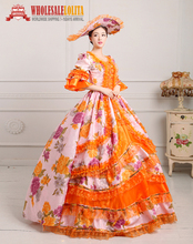Victorian Gothic Georgian Period Dress Ball Gown Prom Reenactment Clothing Stage Orange Dresses 2024 - buy cheap