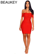 Vestido vermelho sem mangas com franjas, mini vestido curto de bandage para festa de qualidade superior 2024 - compre barato