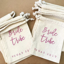 personalize pink BRIDE TRIBE wedding Bachelorette Jewelry welcome gift Bags Drawstring muslin candy pouches ring bearer 2024 - buy cheap