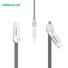 2 в 1 Тип-C Micro Порты и разъёмы USB зарядный шнур для синхронизации и kirsite Кабель Nillkin оригинальный 100 см 5V 2.1A Быстрый зарядный кабель для передачи данных для xiaomi для meizu zuk z2 2024 - купить недорого