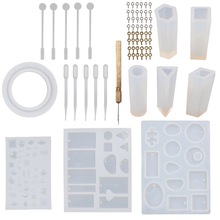 62pcs Pendant Making Silicone Molds Tools Set with Nails Screw Eye Pins DIY Designs Resin Casting Craft Moulds Jewelry Making 2024 - buy cheap