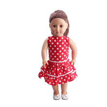 Ropa de muñeca de moda, vestidos rojos de lunares ondulados, accesorios de juguete aptos para muñeca de 18 pulgadas y muñeca de 43 cm, c58 2024 - compra barato