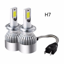 2pcs/set COB H1 H3 H4 H7 9005 9006 7200LM 72W C6 LED Car Headlight Fog Light Front light Lamp Bulb White 6500K 2024 - buy cheap