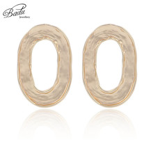 Badu Gold Oval Stud Earrings Hallowing Geometric Big Punk Statement Earrings for Women 2018 Korean Fashion Jewelry Wholesale 2024 - buy cheap