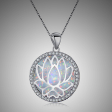 Fashion White Opal Choker Statement Necklaces Geometric Round Lotus Flower Pendant Necklace Women Boho Charm Jewelry 2024 - buy cheap