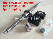 1pc SFU2505- 300mm ballscrew with ball nut + BK20/BF20 Support + 17*14mm Coupling, according to BK20/BF20 end machined CNC Parts 2024 - buy cheap
