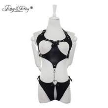 DAVYDAISY Women Sexy Bodysuits Harness Open Bust Open Crotch PU Leather Catsuits Sexy Lingerie Teddies Sexy Costumes TE518 2024 - buy cheap