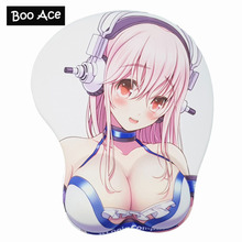 Mouse pad oppai 3d super sonico, anime, com descanso de pulso, gel macio 2024 - compre barato