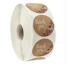 500pcs/1 inch cowhide roll flower thank you sticker wedding holiday gift home decoration stickers 2024 - buy cheap