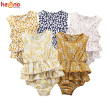 Newborn Infant Baby Summer Clothes Little Girls Floral Sleeveless Ruffles Romper Jumpsuit One Piece Sunsuit 0-24M 2024 - buy cheap