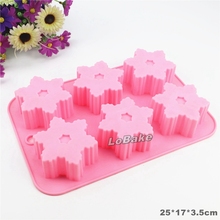 6 cavities snow flake flower shape silicone chocolate mold fondant cake ice cube mould DIY bakery supplies color randomly 2024 - buy cheap