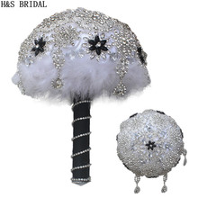 H & S-ramo de flores de plumas para boda, accesorios nupciales, plumas, cristales 2024 - compra barato