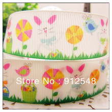 1" 25mm Cute little bunny printed ribbon grosgrain ribbon,Garment accessories,Hair ribbon,md009 2024 - buy cheap