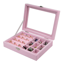 Moda rosa de veludo para bijuterias, suporte para brincos, organizador de joias, caixa de mostruário, novo, 2019 2024 - compre barato