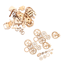 60pc MDF Cut Wood Vehicle Punk Gear Shapes Natural Wooden Embellishment Scrapbooking Craft Handmade Accessories Home Decorations 2024 - buy cheap