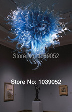 Free Shipping Hotel Big Blue Blown Glass Style Chandelier 2024 - buy cheap
