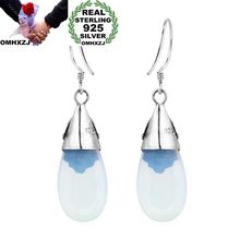 OMHXZJ Wholesale European Fashion Woman Girl Party Wedding Gift Vintage Moonstone Zircon 925 Sterling Silver Drop Earrings EA321 2024 - buy cheap