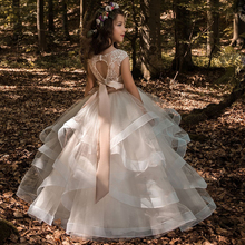 Vestidos de niña de las flores de tul 2020 abalorios apliques vestidos para niñas vestidos de primera comunión niños vestidos de baile 2024 - compra barato