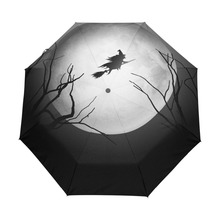 Happy Halloween Witch Print Umbrella Rain Women Three Folding Automatic Umbrella Male  Sun Protection Umbrella Parasol Parapluie 2024 - buy cheap