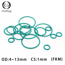 10 unids/lote de anillos de goma verde FKM, juntas tóricas CS1mm de espesor OD3/4/5/6/7/7. Juntas tóricas de goma de 5/8/9/10/11/12/13mm, arandela de junta 2024 - compra barato