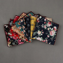 Pocket Square Wholesale  2016 Vintage Floral Cotton Polyester Hankies Handkerchief  Pochette Costume For Men Wedding Party 2024 - buy cheap