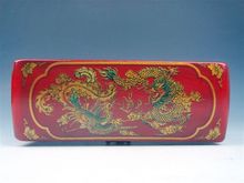 Joyero grande de madera de cuero pintado a mano con dragón Phoenix con acabado rojo 2024 - compra barato
