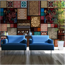 Custom Mural Wallpaper 3D Vintage Ethnic Style Tile Pattern Background Wall Murals Wall Papers Home Decor Papel De Parede 3D 2024 - buy cheap