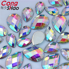 Cong Shao-diamantes de imitación acrílicos transparentes, piedras y cristales, reverso plano, artesanía para traje, decoración, bricolaje, 8x13/10x14/13x18mm, YB719 2024 - compra barato