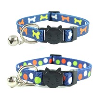 XPangle Cat Collar with Bell Breakaway Safety Buckle Quick Release Dots Bones Collars for Cats Puppies Kitty Accessories 2PCS 2024 - buy cheap