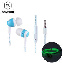 Sovawin in-ear Earphone 3.5mm Luminous Earbuds Glow in the Dark Earphone with Clip Microphone for Iphone for Samsung 2024 - buy cheap