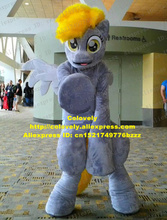 Lovely Gray Pony My Little Pony Horse Pony Steed Mascot Costume Cartoon Character With Plush Long Yellow Fur No.4948 Free Sh 2024 - buy cheap