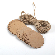 100pcs Round Scalloped Kraft Paper Card Gift Tag DIY Tag Hang Tag Label Ear Stud Hooks Cardboard Price Tags Party Wedding Decor 2024 - buy cheap