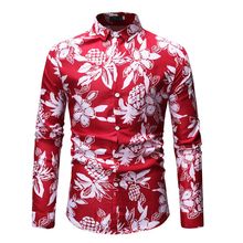 Camisa dos homens 2020 nova marca havaiana camisa impressão 3d camisa masculina moda solta casual manga longa camisa masculina flor 2024 - compre barato