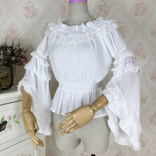 Gothic Lolita Blouse Victorian Women Shirt Retro Medieval Lolita Costume Tops Tea Party Plus Size Long Sleeve 2024 - buy cheap