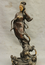 Bronze Decoração Bronze Puro Bom valor Lucky 19 "China Budismo Puro Bronze Pray GuanYin Kwan-yin Boddhisattva Deusa estátua 2024 - compre barato