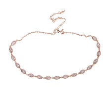 2019 rose gold delicate Cubic Zirconia Crystal cz Rose Gold Color Choker Necklaces 33+7cm Jewellery for Women Collares 2024 - купить недорого