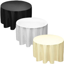 Toalha de mesa redonda de poliéster 120 "com 10 peças, tecido de fábrica, em branco ou marfim, frete grátis 2024 - compre barato