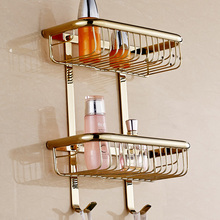 Vintage Luxury Chrome / Gold / Rose Gold Plating Solid Brass Rectangle Wall Mounted Basket Rack Holder for Bathroom Toilet 2024 - buy cheap