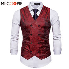 Men Double Breasted Dress Vests Chaleco Sleeveless Gilet Slim Printed  Sleeveless Waistcoat Men Suit Hombre For Party Wedding 2024 - buy cheap