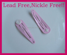 50PCS  light pink 5.0cm 2.0" plain metal round head snap clip with gluing pads at nickle free and lead free,BARGAIN for BULK 2024 - buy cheap