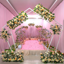 Tablero de fondo de boda con flores artificiales, centro de mesa con arco para decoración Floral 2024 - compra barato