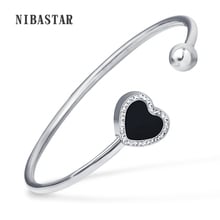 Brazaletes y pulseras de acero inoxidable con dijes de corazón para mujer, joyería femenina con diamantes de imitación de cristal austriaco 2024 - compra barato