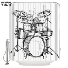 WARMTOUR Shower Curtain Shelf Drum Rock Music  Waterproof Shower Curtain Bathroom Decor 2024 - buy cheap