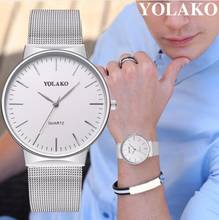 Yolako marca homens relógio de negócios aço inoxidável relógio de luxo masculino relógio de quartzo casual masculino relógios de pulso relógio relogio masculino 2024 - compre barato