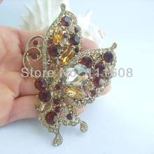 Butterfly Pendant Elegant Butterfly Brooch Pin w Brown Rhinestone Crystal EE04234C2 2024 - buy cheap