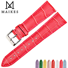 MAIKES-pulsera de cuero auténtico, correa de reloj cambiable, rosa roja, accesorios de reloj de 12, 14, 16, 17, 18, 19, 20 y 22 mm 2024 - compra barato