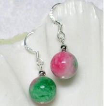 100% Jade Earrings 10-12mm Green Multicolor jade Jadeite laboratory-created 925 Silver Hook Earrings 2024 - buy cheap