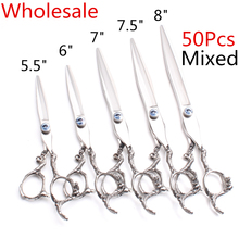 50Pcs C9006 Wholesale 5.5" 6" 7" 7.5" 8" 440C Engraving Logo Cutting Shears Thinning Shears Hairdressing Scissors Hair Scissors 2024 - buy cheap