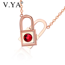 V.YA Fashion Heart Lock Necklace For Women Stainless Steel Pendant Chain Rose Gold Rotatable Necklace For Female Birthday Gift 2024 - buy cheap