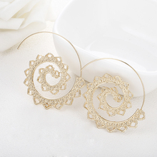 HOT New Big Swirl Hoop earrings for women Bohemian Punk Style Round Circle Earrings Golden Color Statement Fashion Earrings E076 2024 - buy cheap